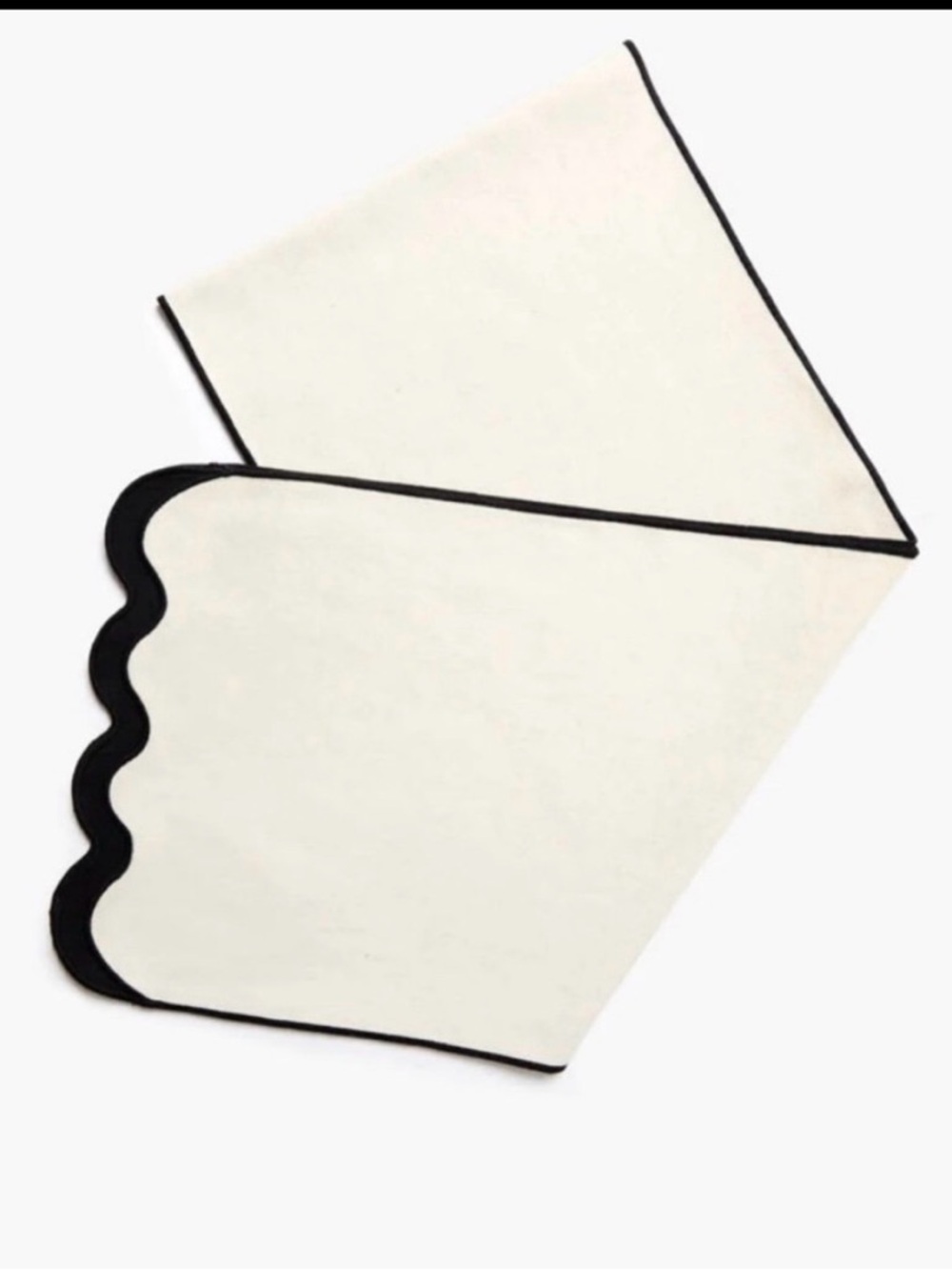 Chan Luu Cream and Black Scalloped Table Runner
